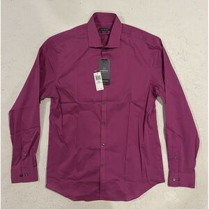 Van Heusen Mens Stretch Fuchsia‎ Pink Long Sleeve Button Up Shirt 15-15.5 32-33